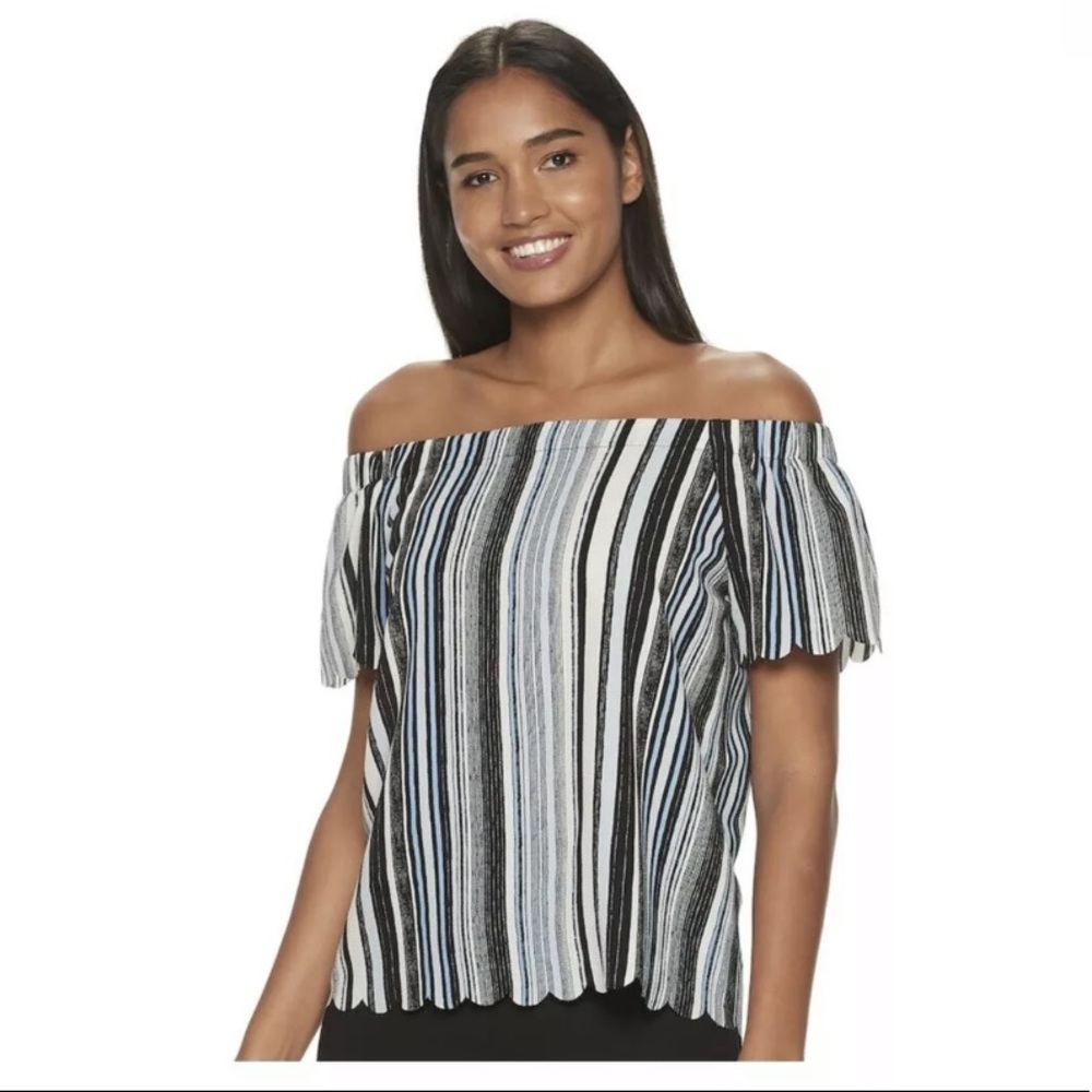 ELLE Womens Scallop Off The Shoulder Top Size XXL
